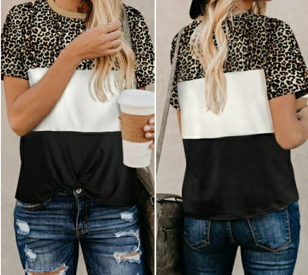 Leopard Colorblock Twist Tee